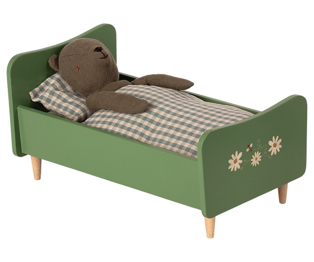 maileg wooden bed, teddy dad - dusty