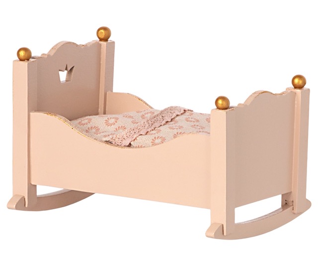 maileg cradle, baby mouse - rose