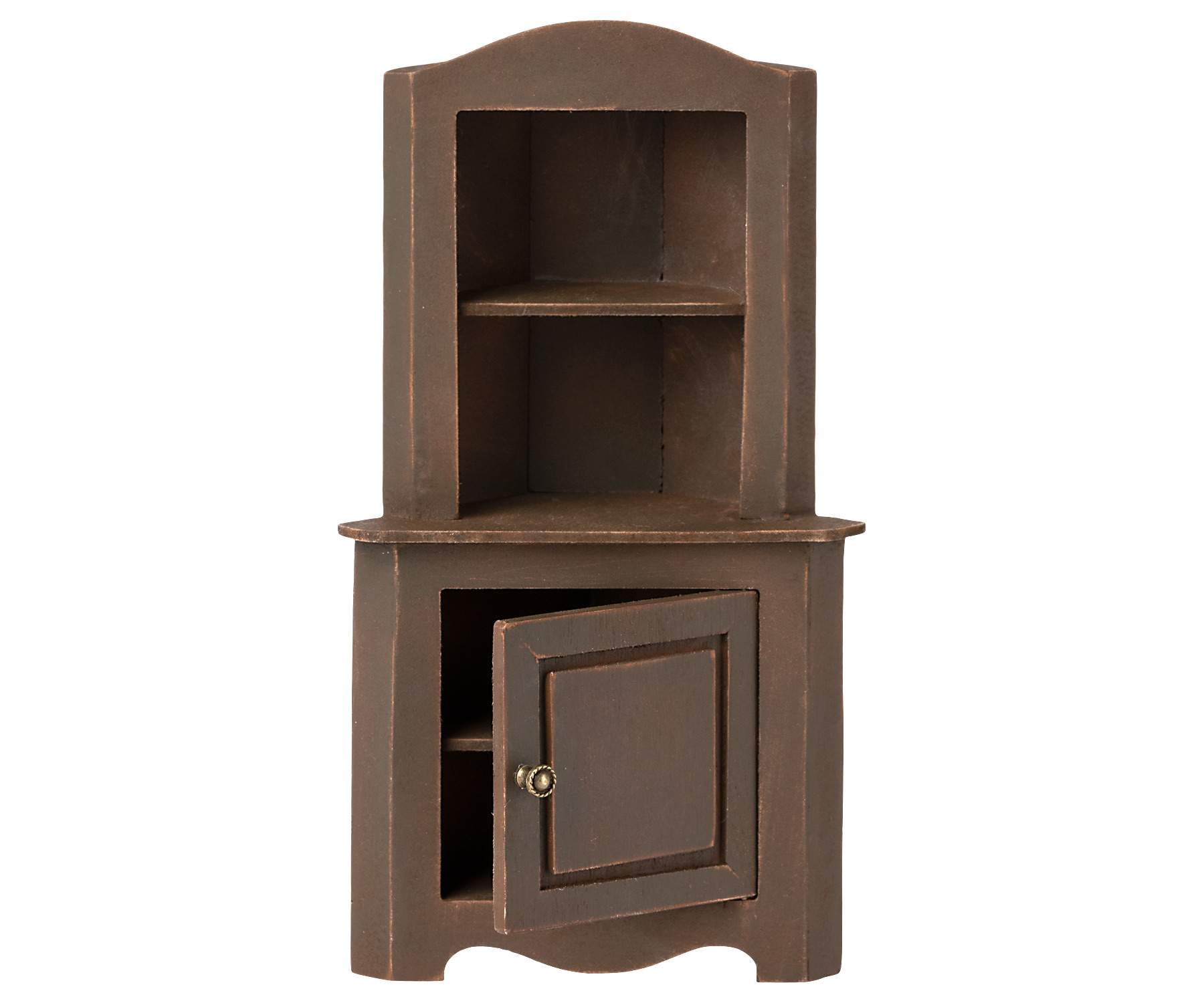 maileg miniature corner cabinet - brown