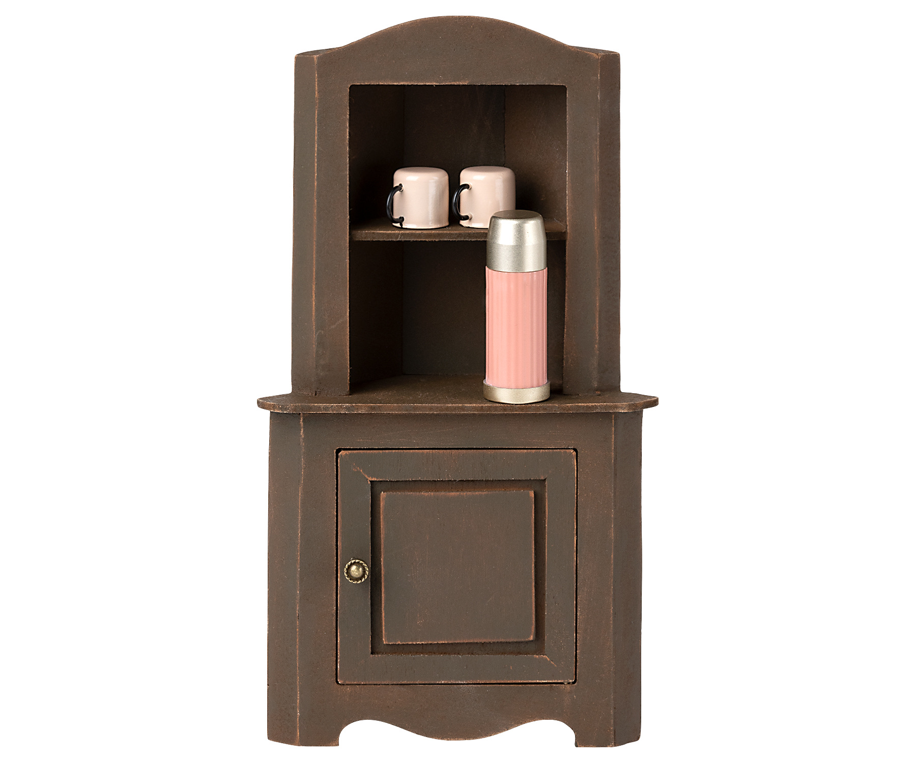 maileg miniature corner cabinet - brown