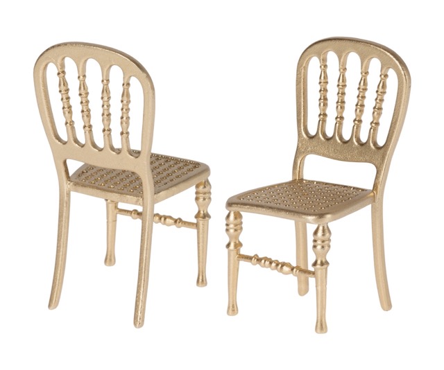 maileg chair, mouse - gold