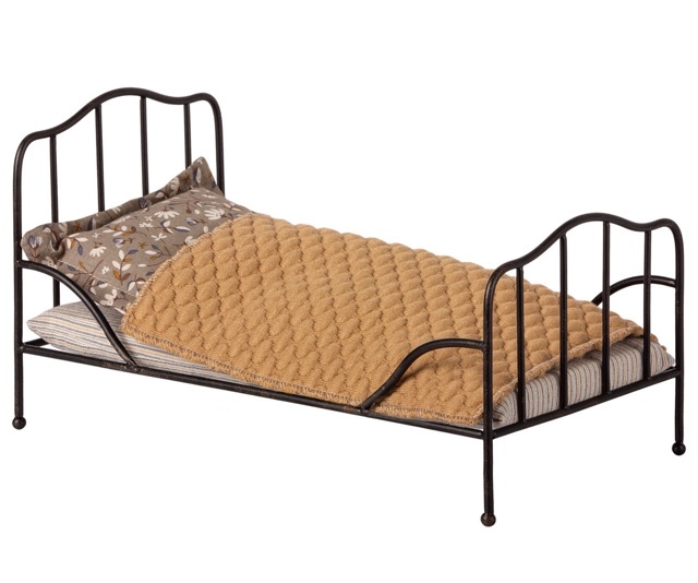 maileg vintage bed, mini - anthracite