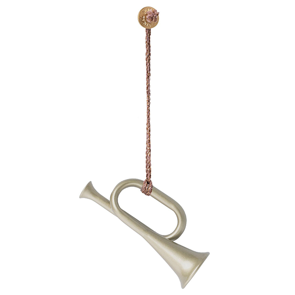 maileg metal ornament, trumpet - silver
