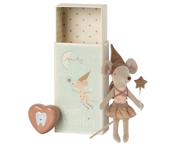 maileg tooth fairy mouse in matchbox - rose