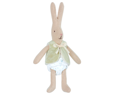 maileg micro rabbit with vest - light green