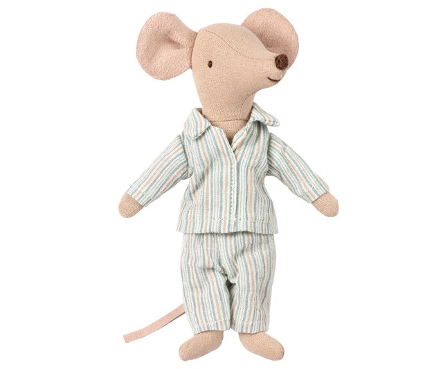 maileg mouse big brother in box - blue & white