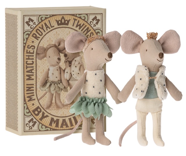 maileg royal twins mice, little sister and brother in box