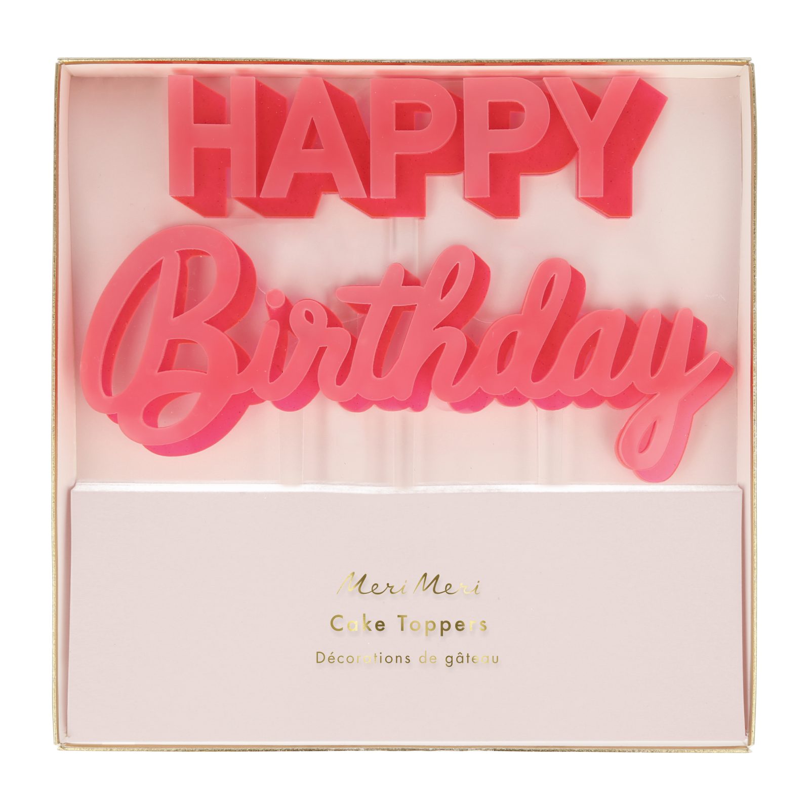 meri meri happy birthday pink acrylic topper