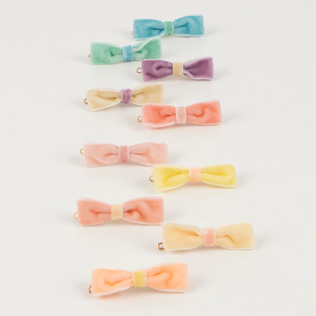meri meri pastel velvet mini bow clips