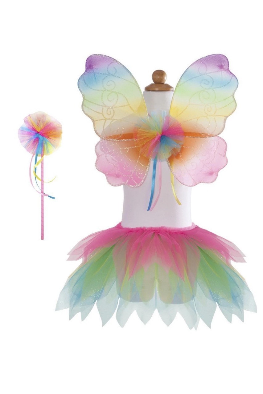 neon rainbow skirt, wings & wand (4-6 jr)