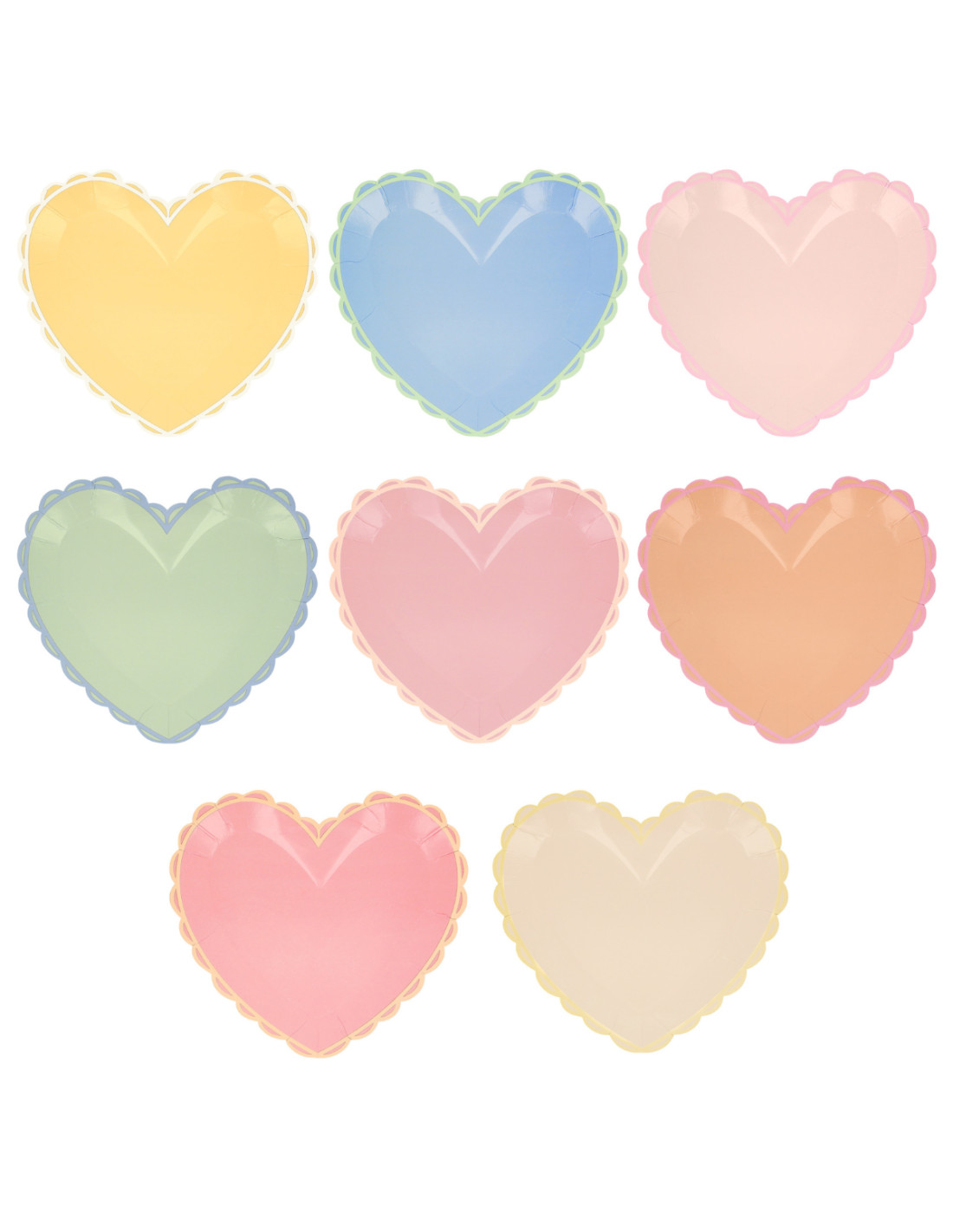 meri meri pastel heart plates, small