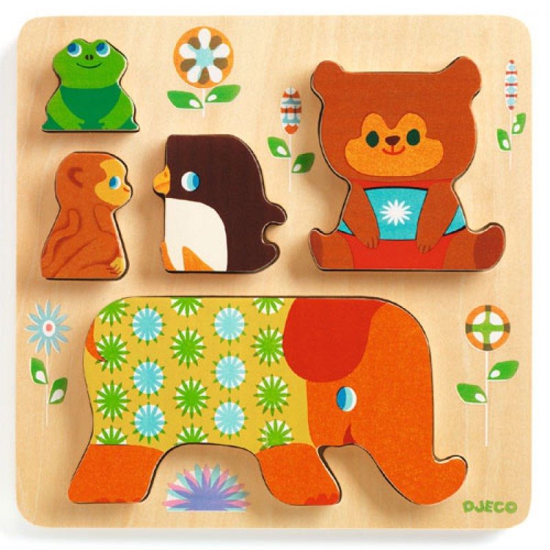 djeco wooden puzzle - zoo animals