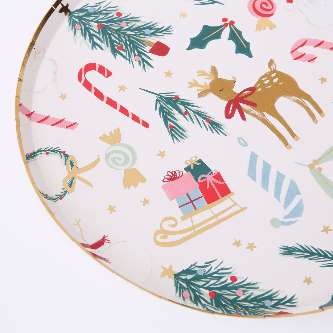 meri meri festive motif dinner plates
