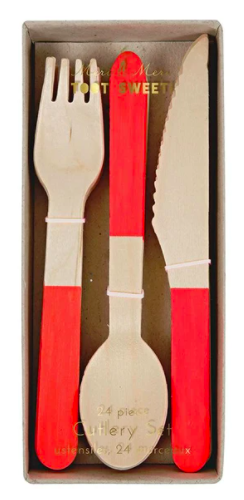 meri meri red wooden cutlery