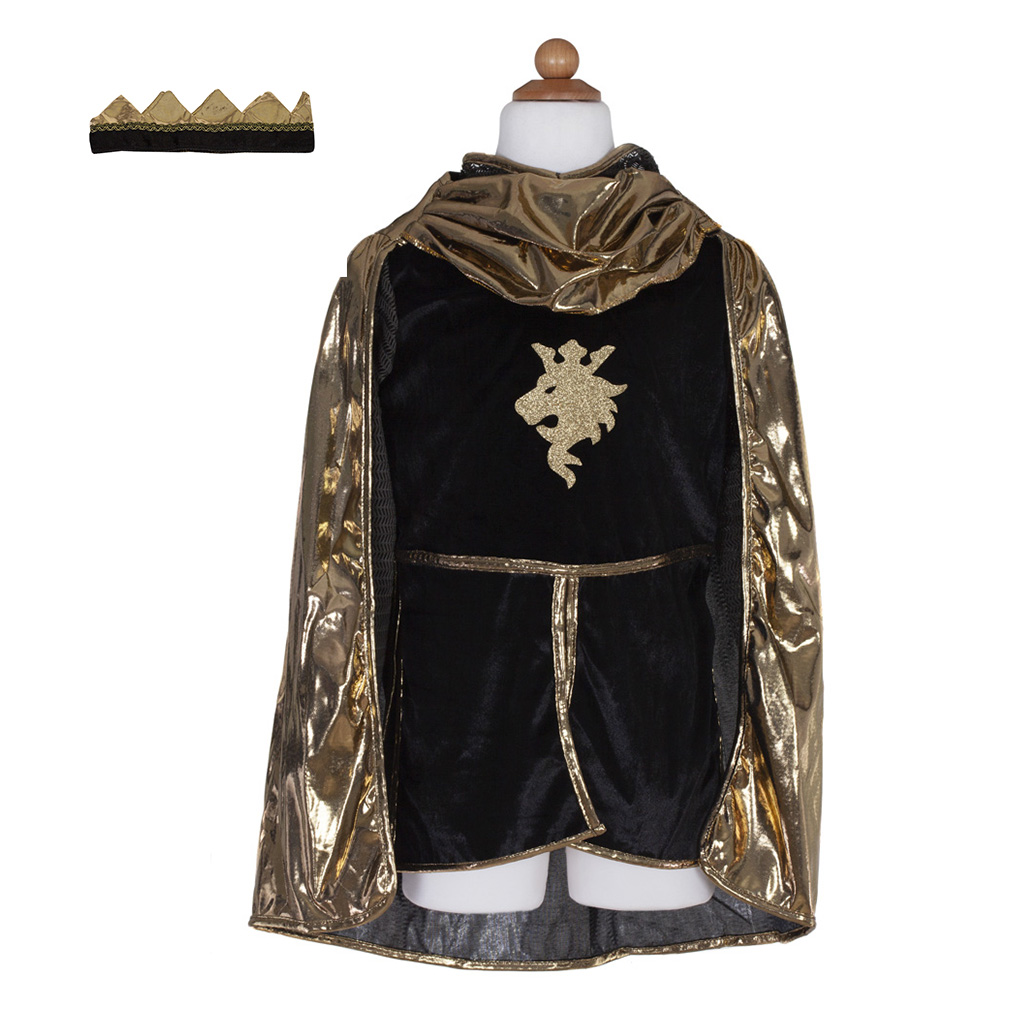 knight tunic/cape/crown - goud (5-6 jr)