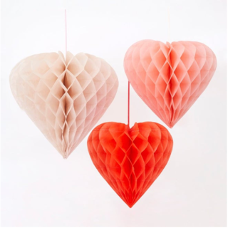 meri meri 6 honeycomb hearts 