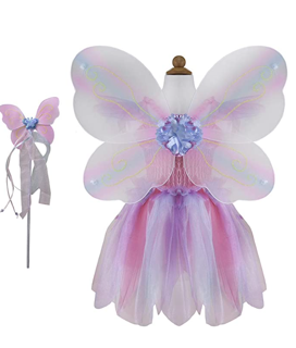 butterfly dress, wings & wand - pink (5-6 jr)