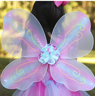 butterfly dress, wings & wand - pink (5-6 yrs)