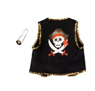 pirate vest & eye patch - black/red (4-7 jr)