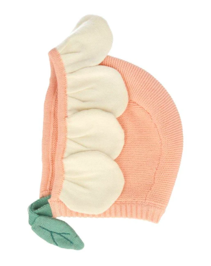 peach daisy baby bonnet