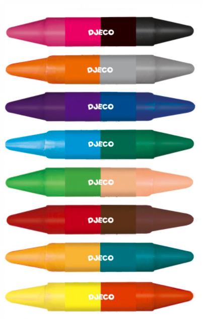 djeco 8 double-sided coloured crayons