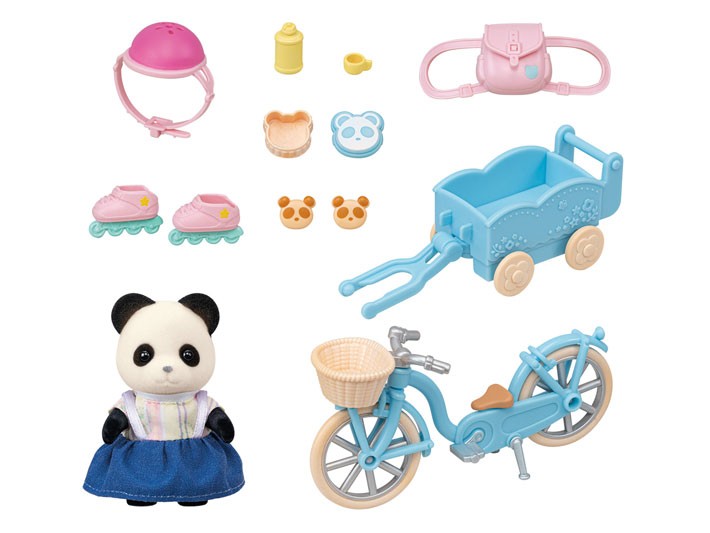 sylvanian families cycle & skate set - panda girl