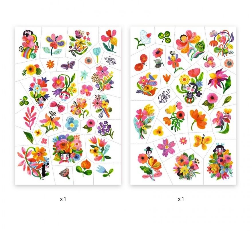 djeco tattoos - watercolor flowers