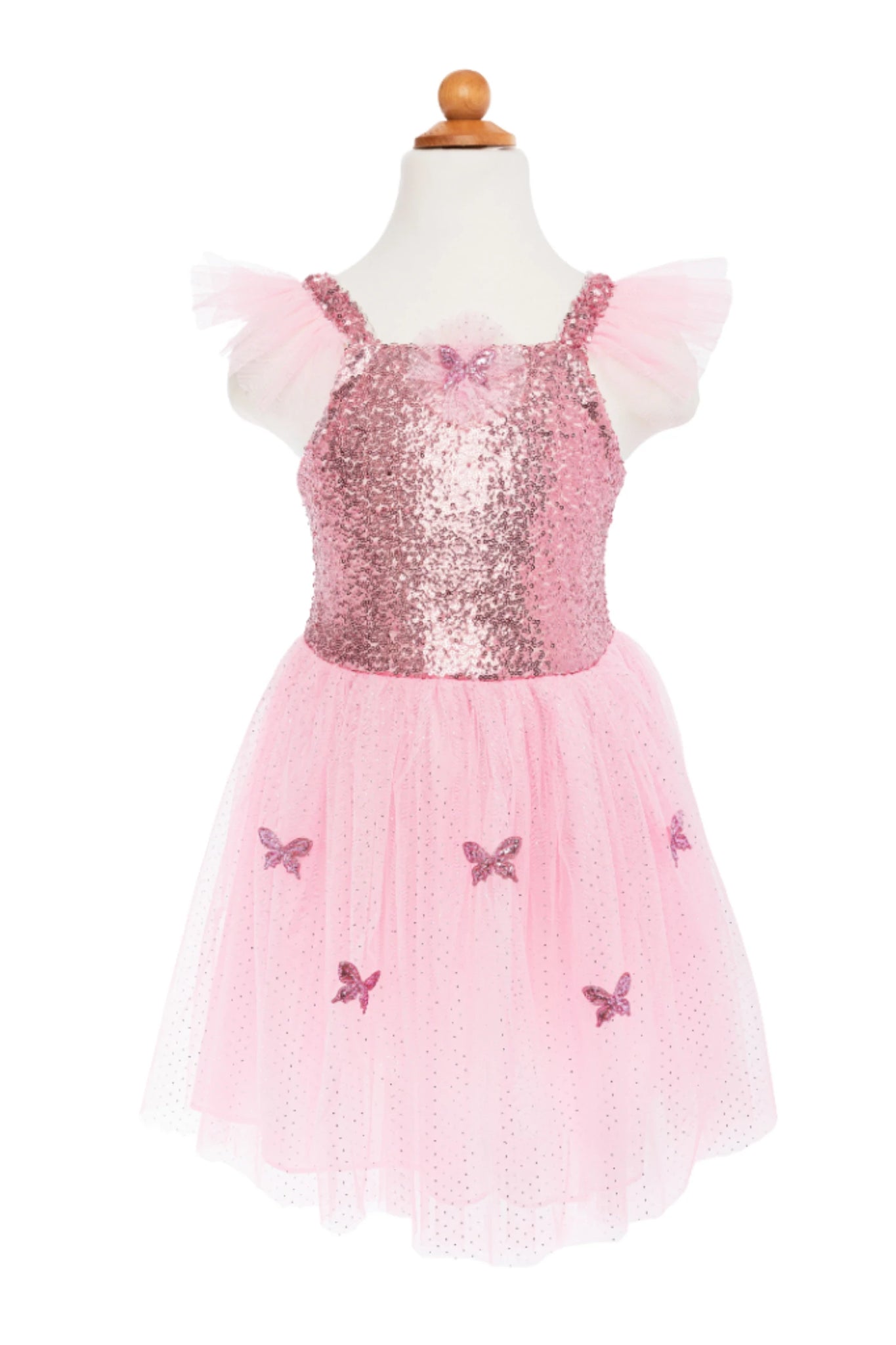 butterfly dress with wings - roze (5-7 jr)