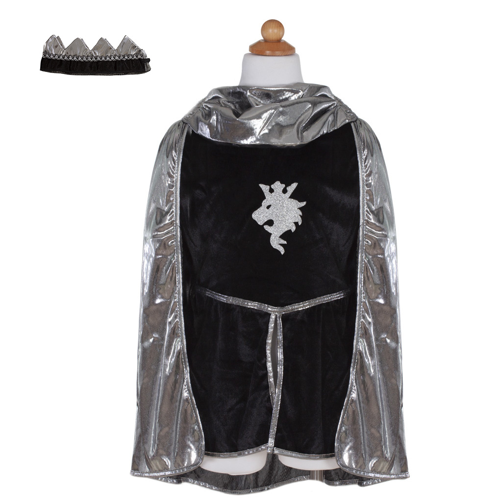 knight tunic/cape/crown - silver (7-8 yrs)