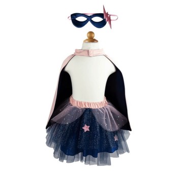 super-duper tutu, cape & mask - pink/navy (4-6 jr) | Kinderfeestwinkel | Speelgoedwinkel | Feestwinkel | Kinderwinkel | Amste