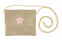 souza tas bapke, roze ster - goud/glitter
