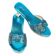 souza slipper hoge hak annelle - blauw/metallic