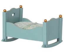 maileg cradle, baby mouse - blue