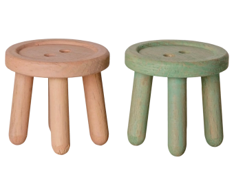 maileg stool set, mouse - light rose/ light mint