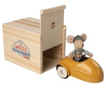 maileg mouse car with garage - yellow