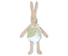 maileg micro rabbit with vest - light green