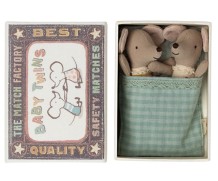 maileg twins, baby mice in matchbox