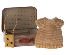 maileg knitted dress &amp; bag in suitcase, big sister