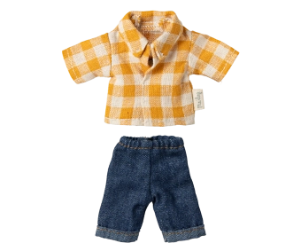 maileg yellow checked shirt and pants, dad mouse | Kinderfeestwinkel | Speelgoedwinkel | Feestwinkel | Kinderwinkel | Amsterd