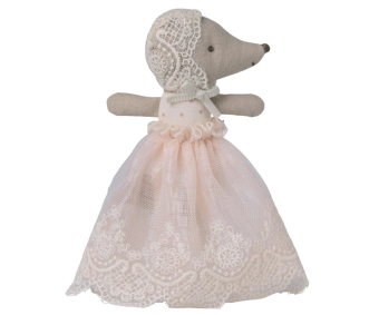 maileg baby mouse in gown - powder