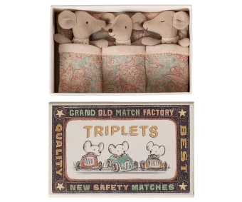 maileg triplets, baby mice in matchbox - checker | Kinderfeestwinkel | Speelgoedwinkel | Feestwinkel | Kinderwinkel | Amsterd