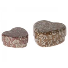 maileg metal heart box, 2 pcs set - ocher heather blossom | Kinderfeestwinkel | Speelgoedwinkel | Feestwinkel | Kinderwinkel 