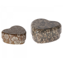 maileg metal heart box, 2 pcs set - blue/ocher blossom | Kinderfeestwinkel | Speelgoedwinkel | Feestwinkel | Kinderwinkel | A