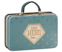 maileg metal suitcase - blue/gold stars