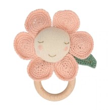 meri meri peach daisy baby rattle