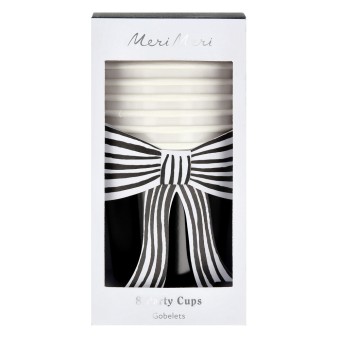 meri meri black & white bow cups