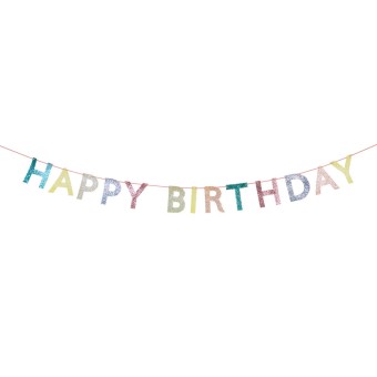meri meri mixed glitter fabric happy birthday garland