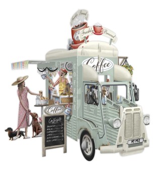 3d pop-up kaart coffee truck | Kinderfeestwinkel | Speelgoedwinkel | Feestwinkel | Kinderwinkel | Amsterdam