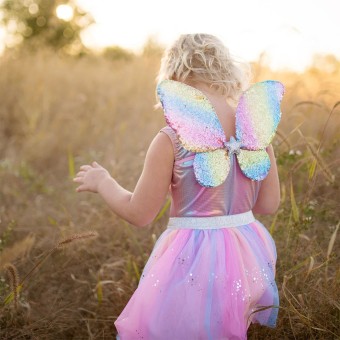 rainbow sequins skirt, wings & wand (4-6 jr) | Kinderfeestwinkel | Speelgoedwinkel | Feestwinkel | Kinderwinkel | Amsterdam