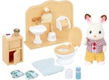 sylvanian families chocolate rabbit brother set - washroom